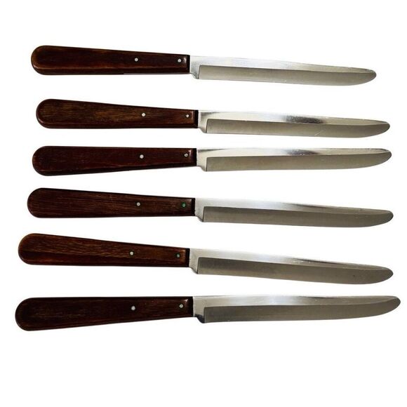 6 Robeson Shur Edge Frozen Heat 751 4.5" Blade Wood Handle Steak Knife Table Set - Picture 8 of 11